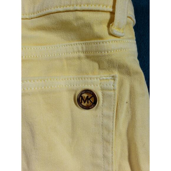 Michael Kors Jeans Size 12 Womens Yellow Pants Denim Logo Mid Rise Izzy Skinny - Picture 12 of 13